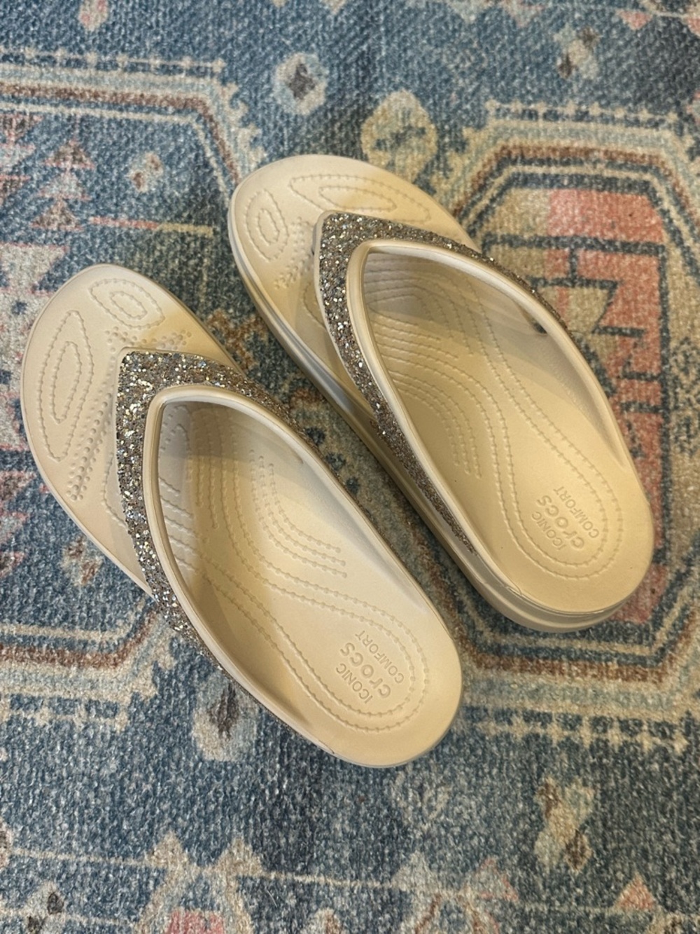 Crocs Women's Sloane Glitter Wedge Flip Flop Size 6